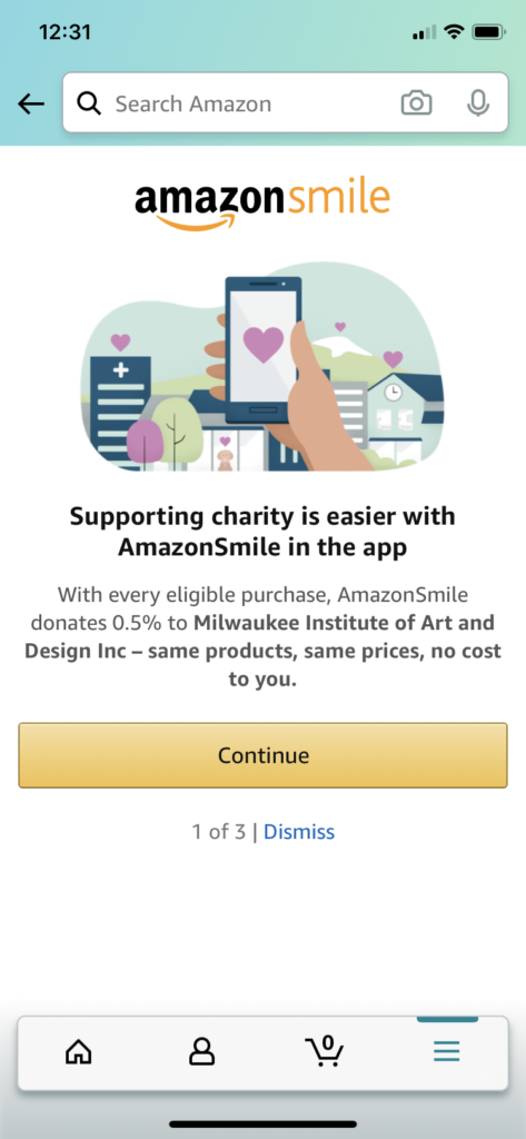 AmazonSmile set up on phone