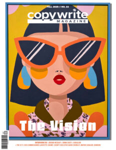 The front cover of Copywrite Magazine issue 22 with a person in large sunglasses