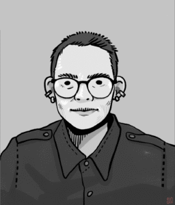 Black and white illustration of Hj Bullard