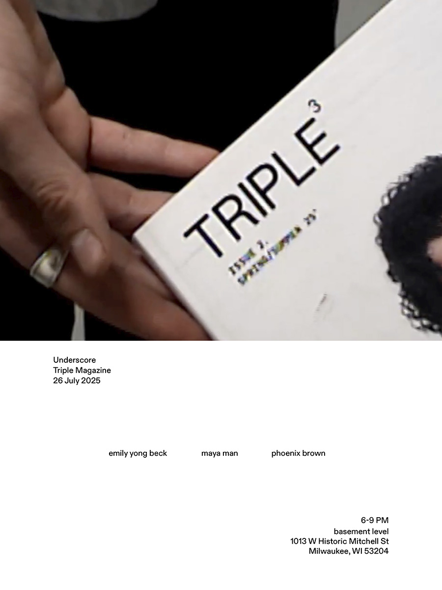 A hand holds Triple magazine above text announcing the reception for Issue 2.