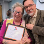 Leslie Fedorchuk and Jeff Morin pose together with Leslie's Values Recognition Award