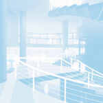 Computer rendering of mezzanine interior in blue