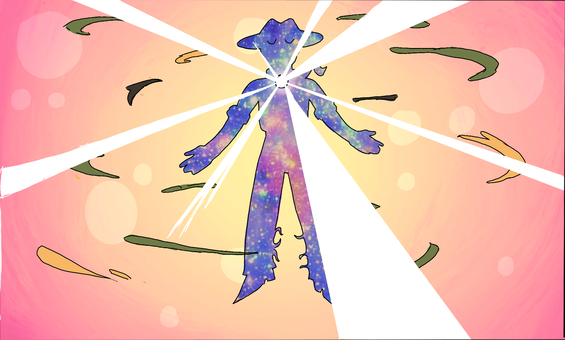 An animated film still about a barkeep in a colorful sky