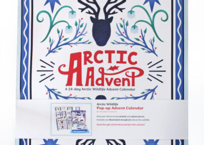 An envelope with wrap as packaging for a 24-day arctic wildlife advent calendar